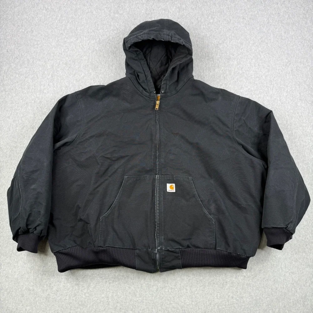 Vintage Carhartt Jacket Mens 5XL Black Duck Canvas Quilted Lined J140 USA Union